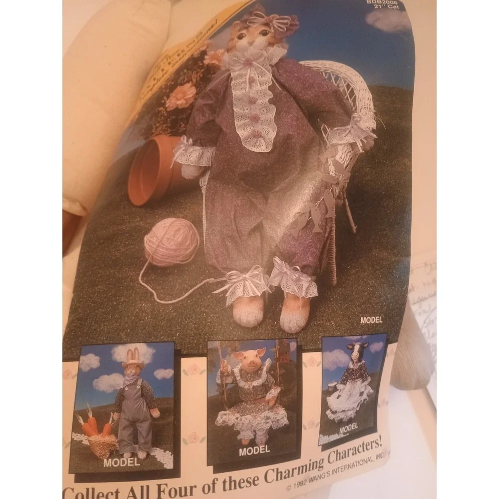 Vintage Cat Doll with Resin Head Hands & Feet 21 Tall & Pattern to Make Clothes